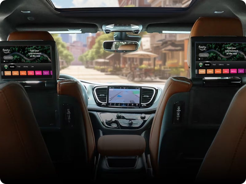Chrylser Pacifica interior with two tvs